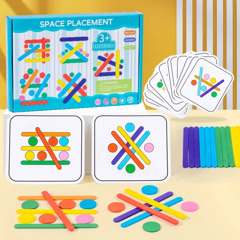 Board Game Simple - เด็ก Rainbow Stick คิดปริศนาไม้ DIY Ice