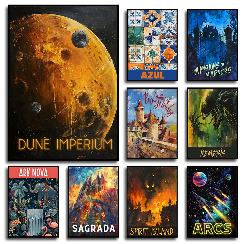Board Game Dune - เกมกระดาน Arcs/Dune Imperium/Sagrada โปสเตอร์ Scifi กลยุทธ์ผ้าใบโปสเตอร์อะนิเมะเกมภาพวาด