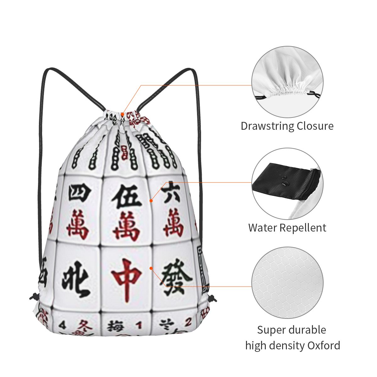 กระเป๋าเป้สะพายหลังลายไพ่มาห์จ - Tile Bag Drawstring บทวิจารณ์และราคา
