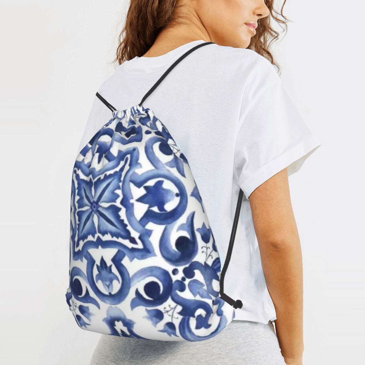 กระเป๋าเป้สะพายหลังลายดอกไม้สี - Tile Bag Drawstring บทวิจารณ์และราคา