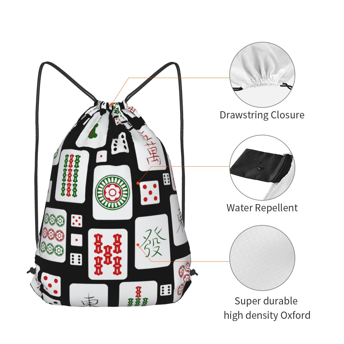 กระเป๋าเป้สะพายหลังลายไพ่นกกระ - Tile Bag Drawstring บทวิจารณ์และราคา