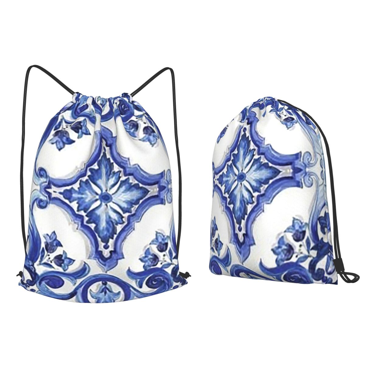 กระเป๋าเป้สะพายหลังลายดอกไม้สี - Tile Bag Drawstring บทวิจารณ์และราคา