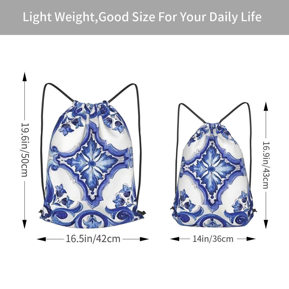 กระเป๋าเป้สะพายหลังลายดอกไม้สี - Tile Bag Drawstring บทวิจารณ์และราคา