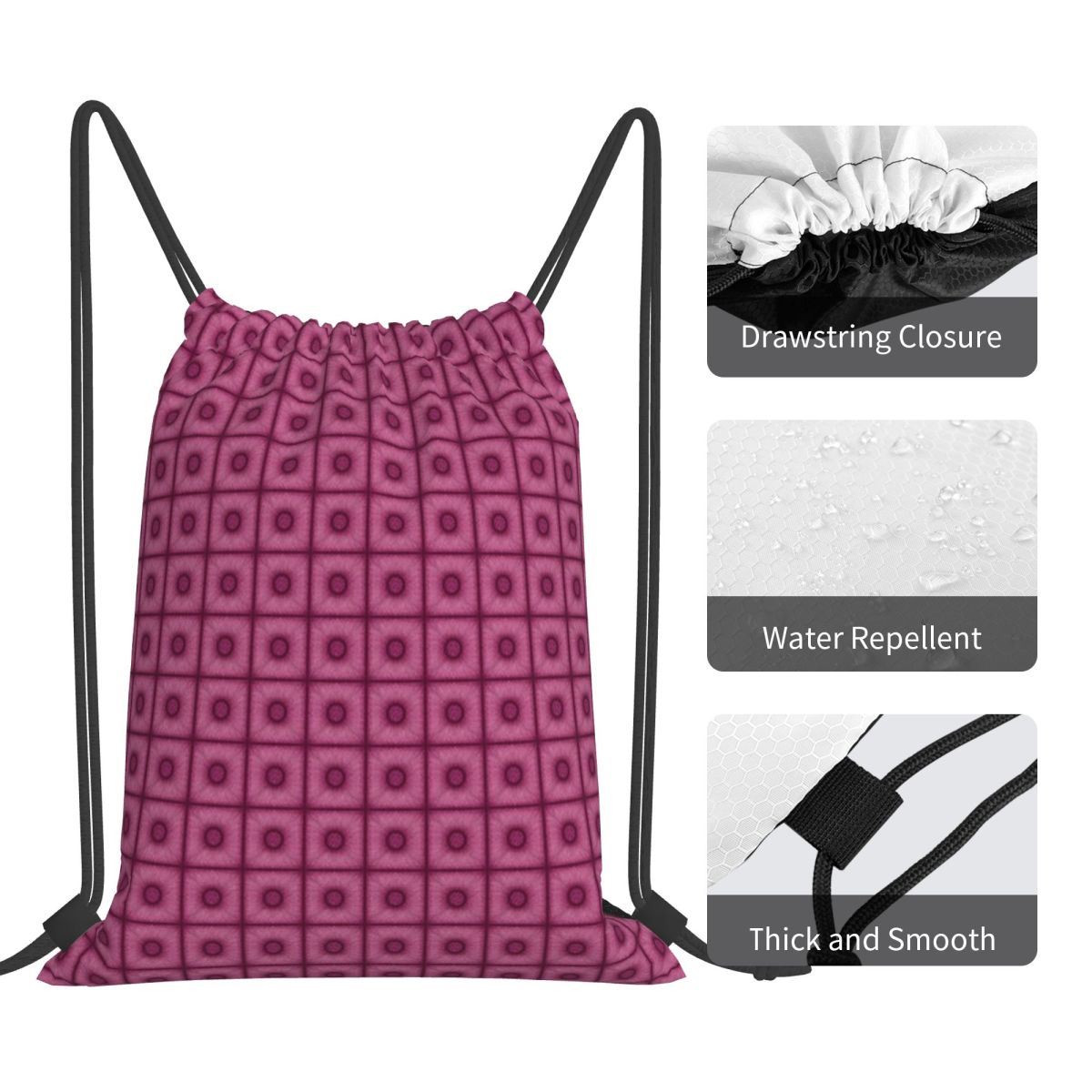 กระเป๋าเป้สะพายหลังสีเชอร์รี่แ - Tile Bag Drawstring บทวิจารณ์และราคา