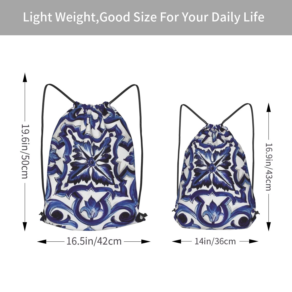 กระเป๋าเป้สะพายหลังลายดอกไม้สี - Tile Bag Drawstring บทวิจารณ์และราคา