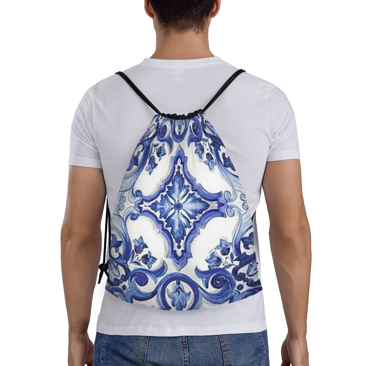กระเป๋าเป้สะพายหลังลายดอกไม้สี - Tile Bag Drawstring บทวิจารณ์และราคา