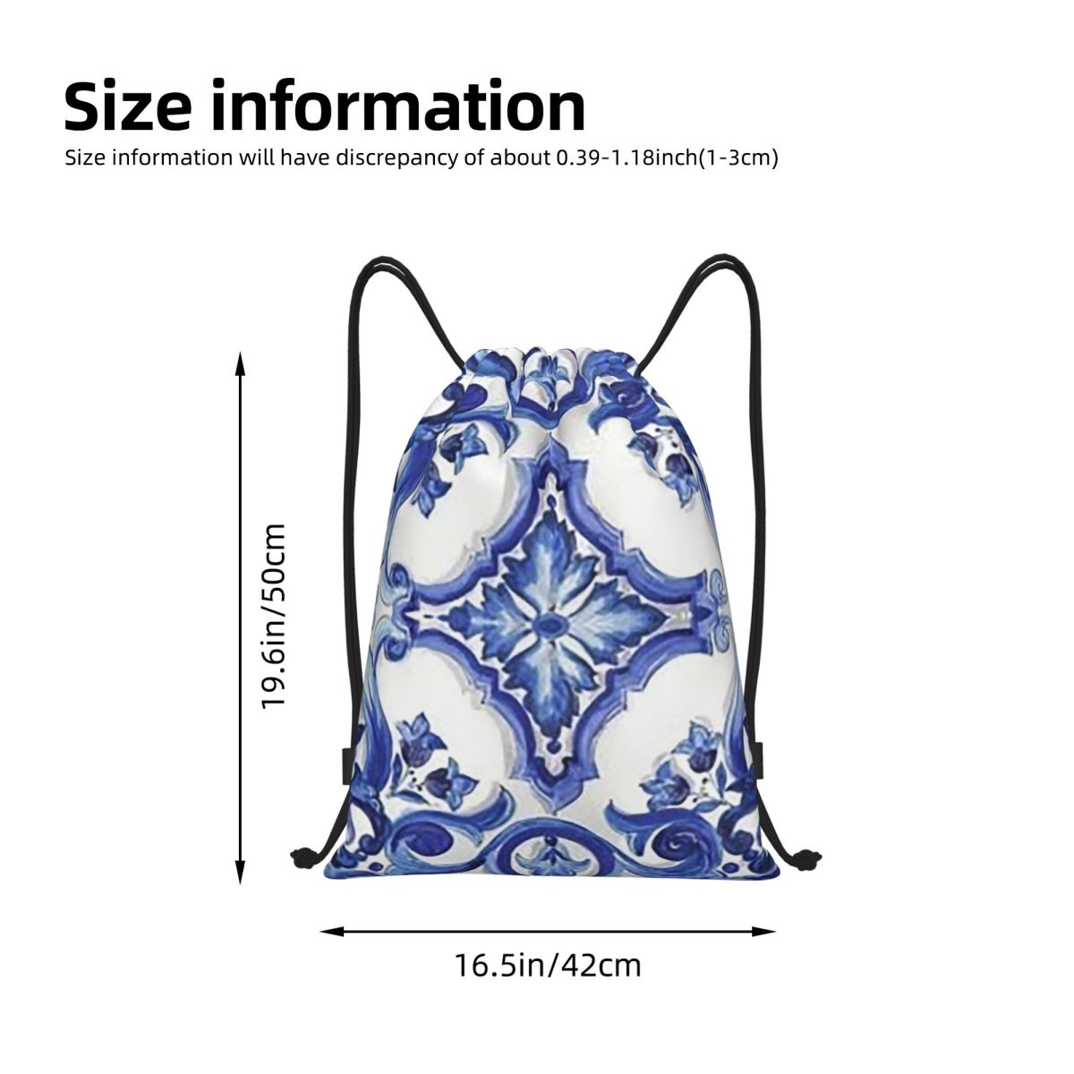 กระเป๋าเป้สะพายหลังลายดอกไม้สี - Tile Bag Drawstring บทวิจารณ์และราคา