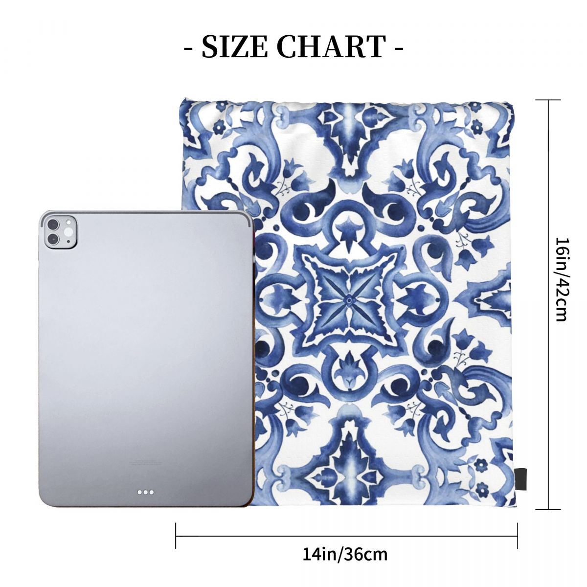 กระเป๋าเป้สะพายหลังลายดอกไม้สี - Tile Bag Drawstring บทวิจารณ์และราคา