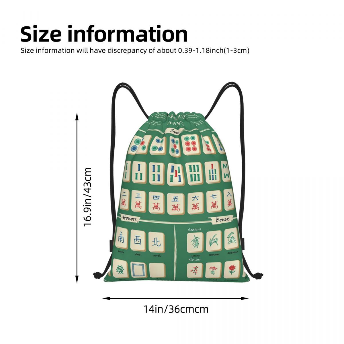 กระเป๋าเป้สะพายหลังลายไพ่นกกระ - Tile Bag Drawstring บทวิจารณ์และราคา