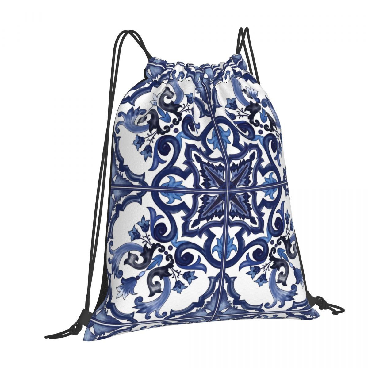กระเป๋าเป้สะพายหลังลายดอกไม้สี - Tile Bag Drawstring บทวิจารณ์และราคา